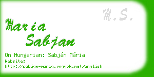 maria sabjan business card