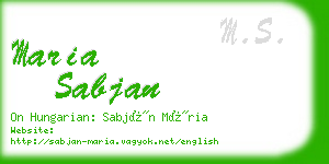 maria sabjan business card